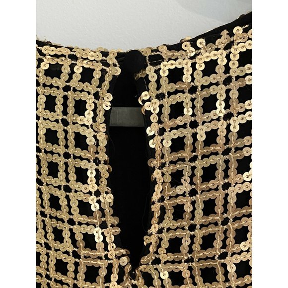 Bigoschi Women’s Gold Lattice Top Over Black Silky Bottom Formal Dress Size 38 - Picture 3 of 11